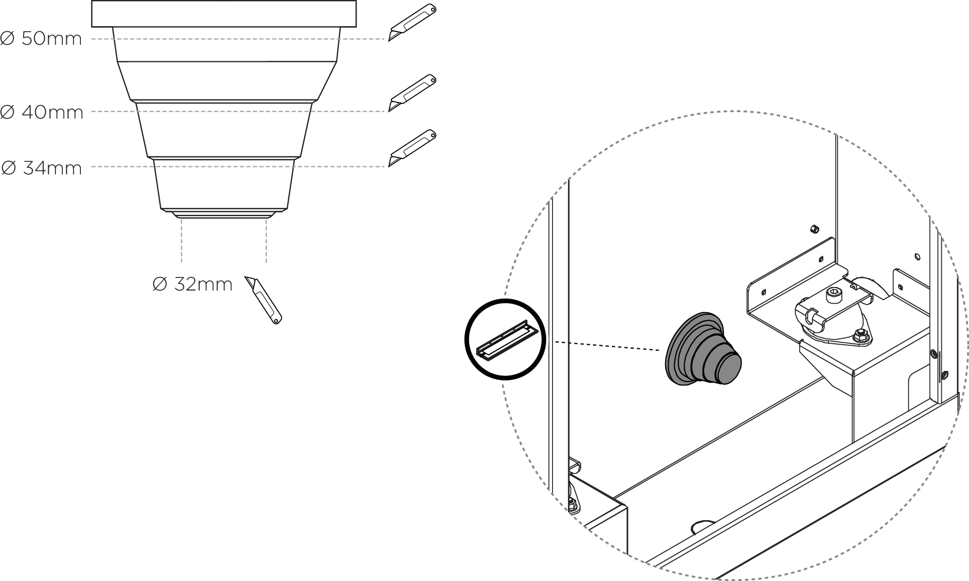 210118_Remote_Cabinet_wall_mount_cut_drain_cone_millimeter.eps